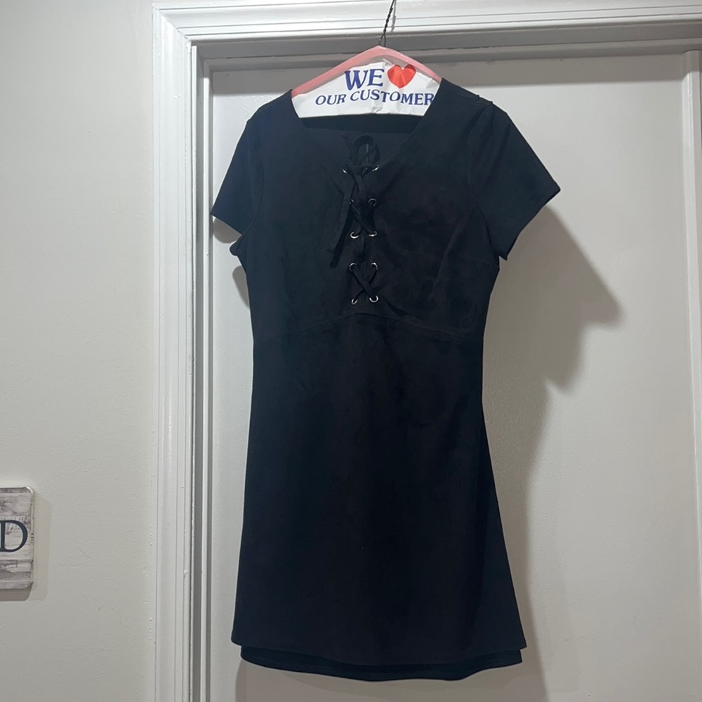 Express Black Faux Suede Mini Dress